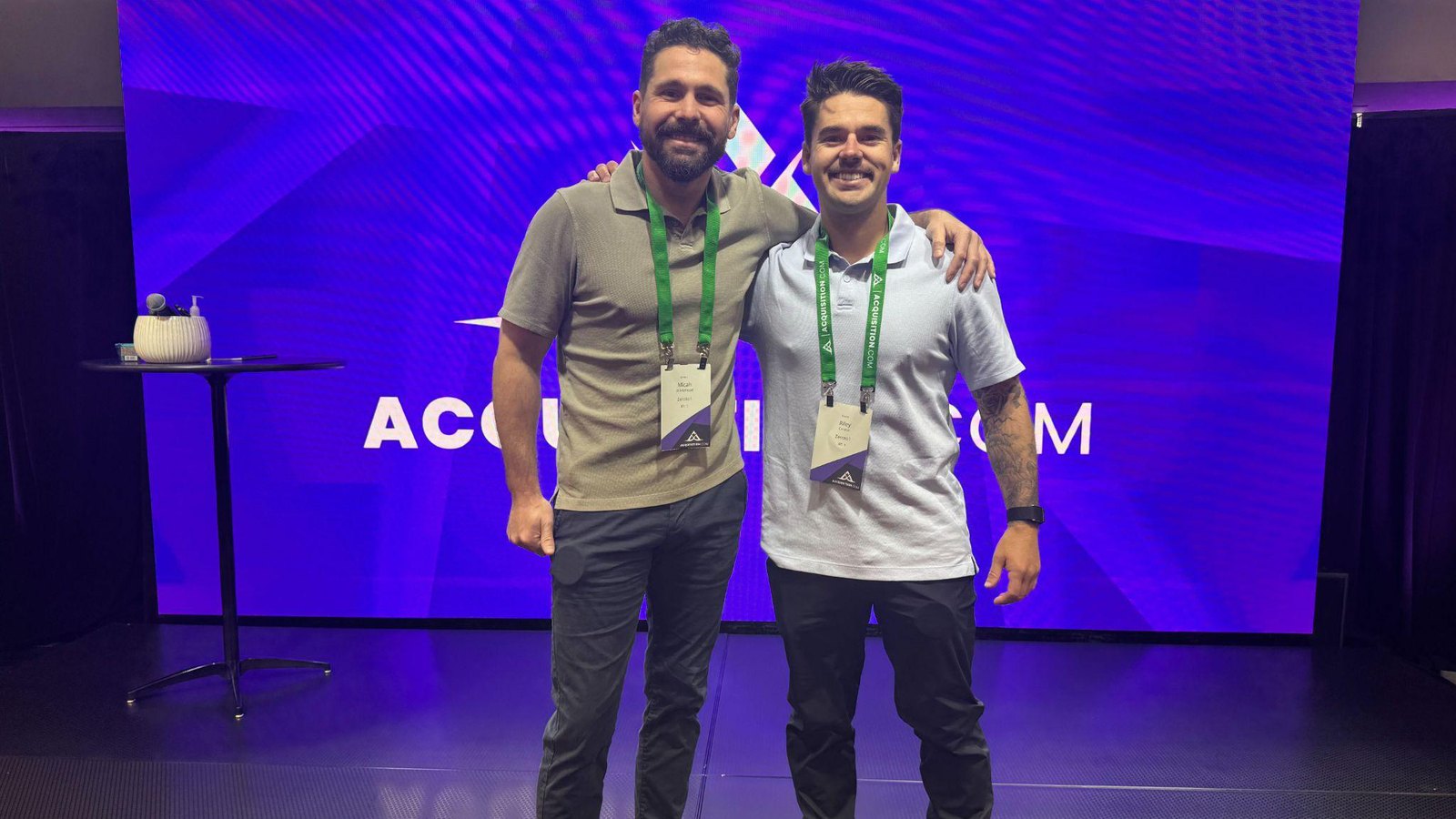 Micah Whitehead and Riley Cronin on stage together